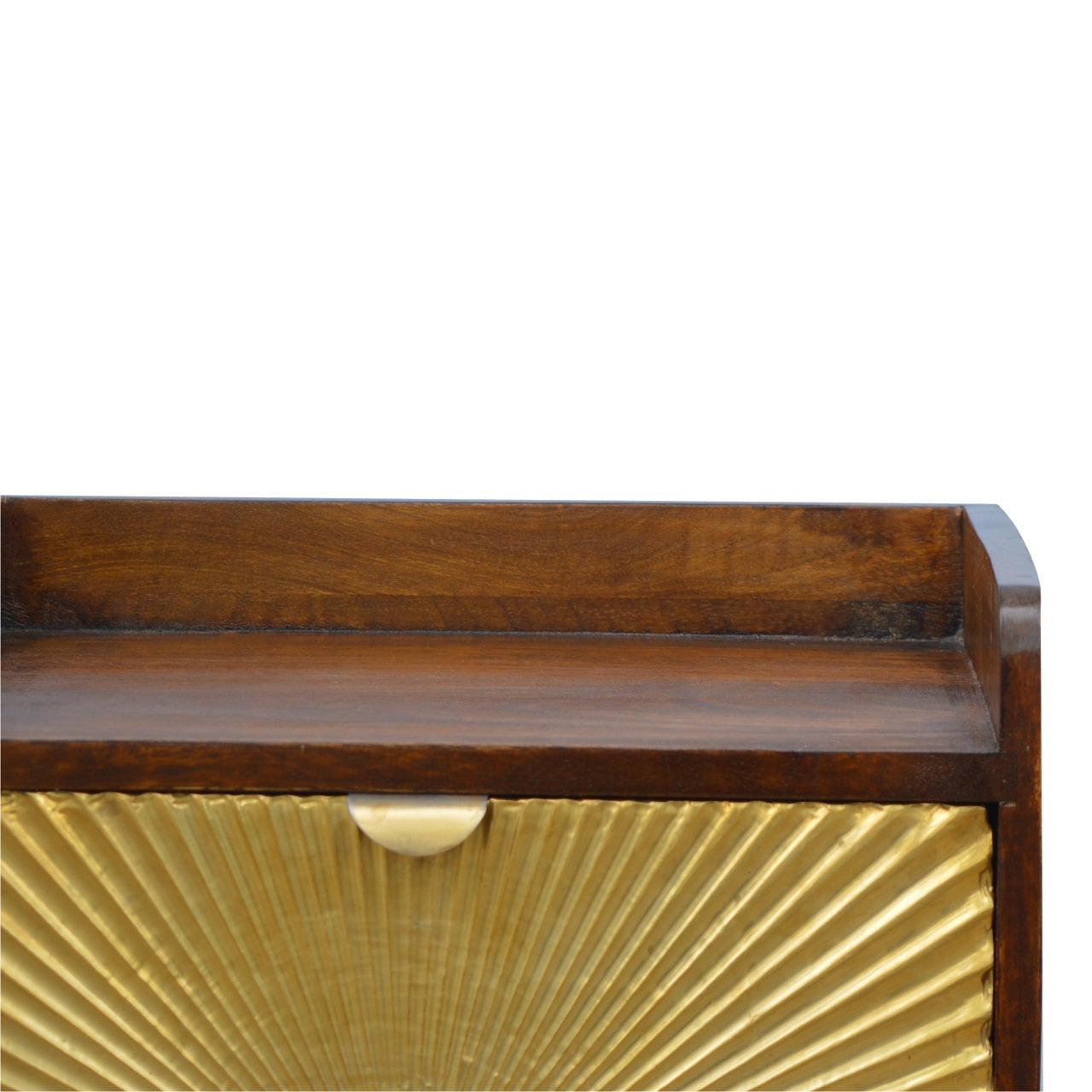 Manila Gold Nightstand - Chestnut Finish with Brass Drawer