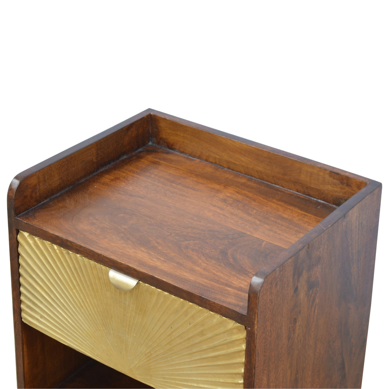 Manila Gold Nightstand - Chestnut Finish with Brass Drawer