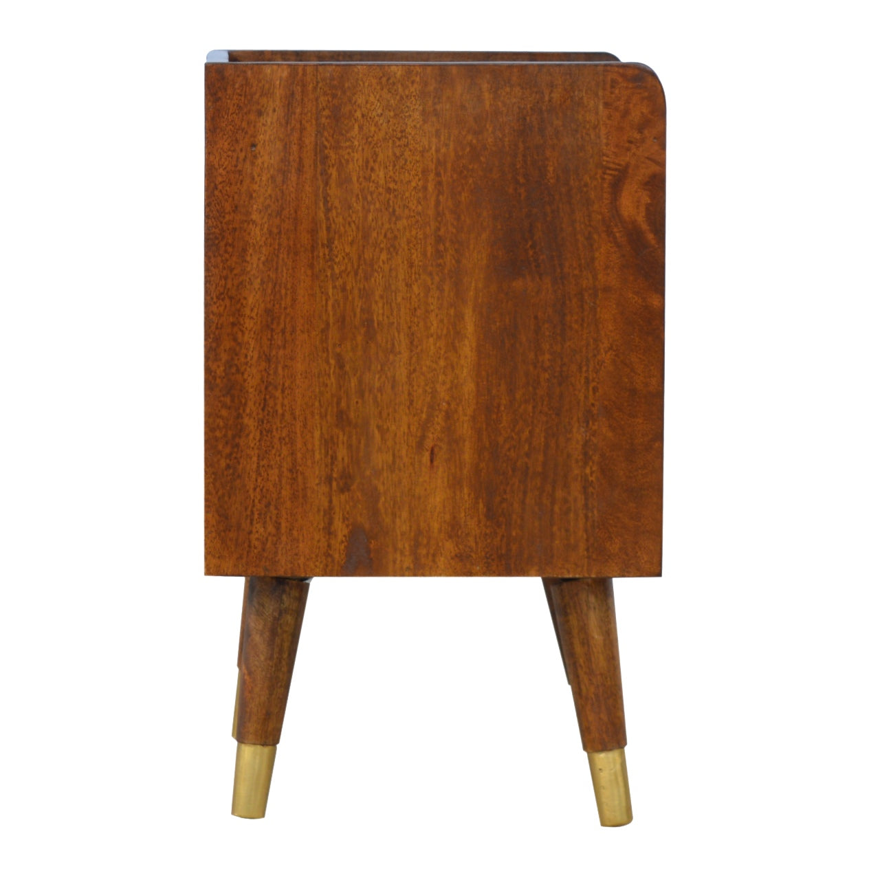 Manila Gold Nightstand - Chestnut Finish with Brass Drawer