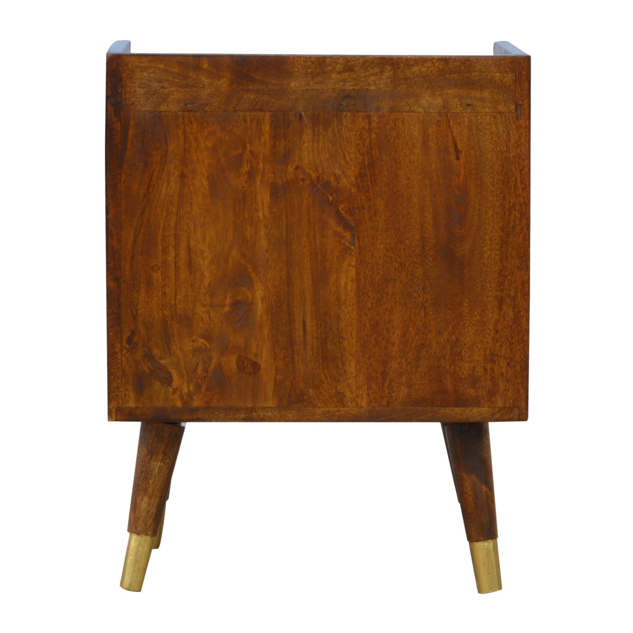 Manila Gold Nightstand - Chestnut Finish with Brass Drawer