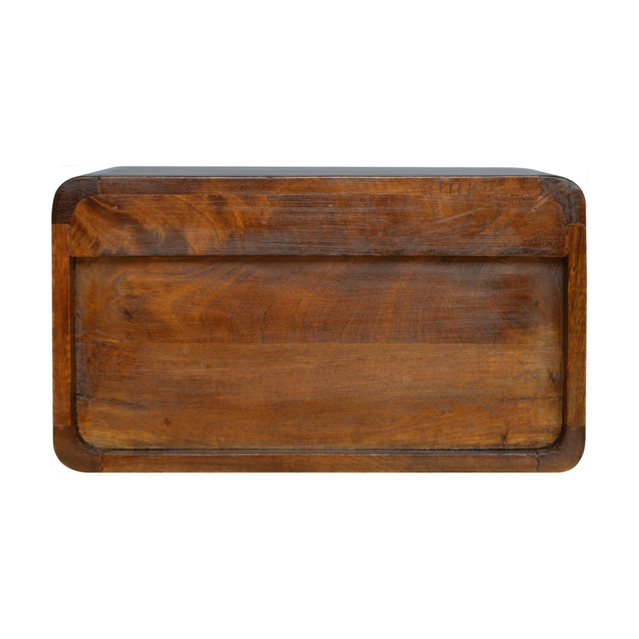 Floating Curved Chestnut Nightstand - Solid Mango Wood 2-Drawer