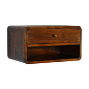 Chestnut Curve Floating Nightstand - Solid Mango Wood 1 Drawer