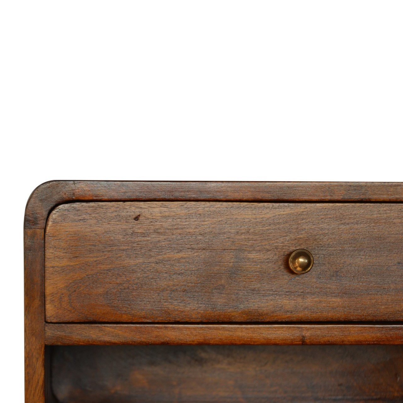 Chestnut Curve Floating Nightstand - Solid Mango Wood 1 Drawer