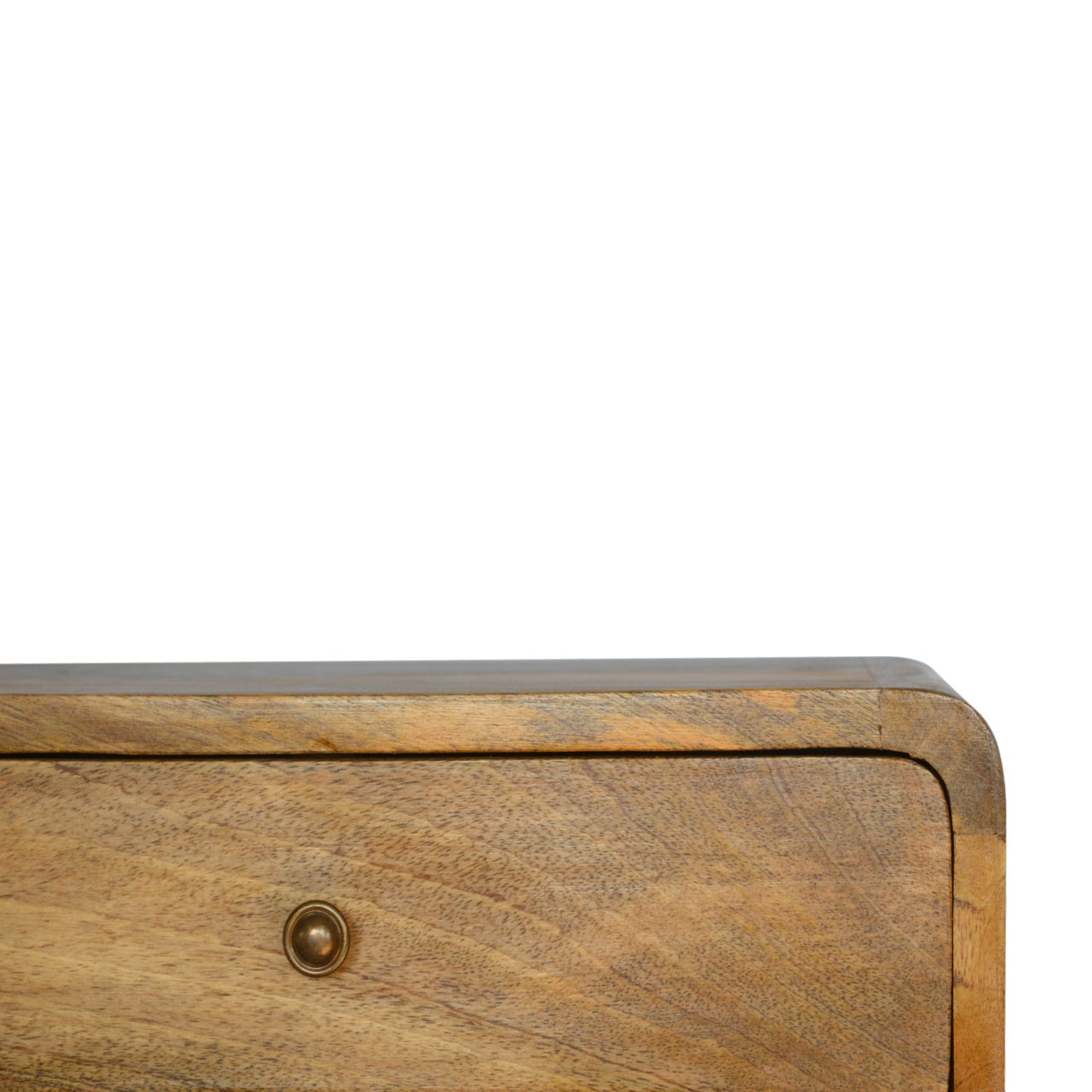 Floating Curve Nightstand - Solid Mango Wood Oak-ish Finish