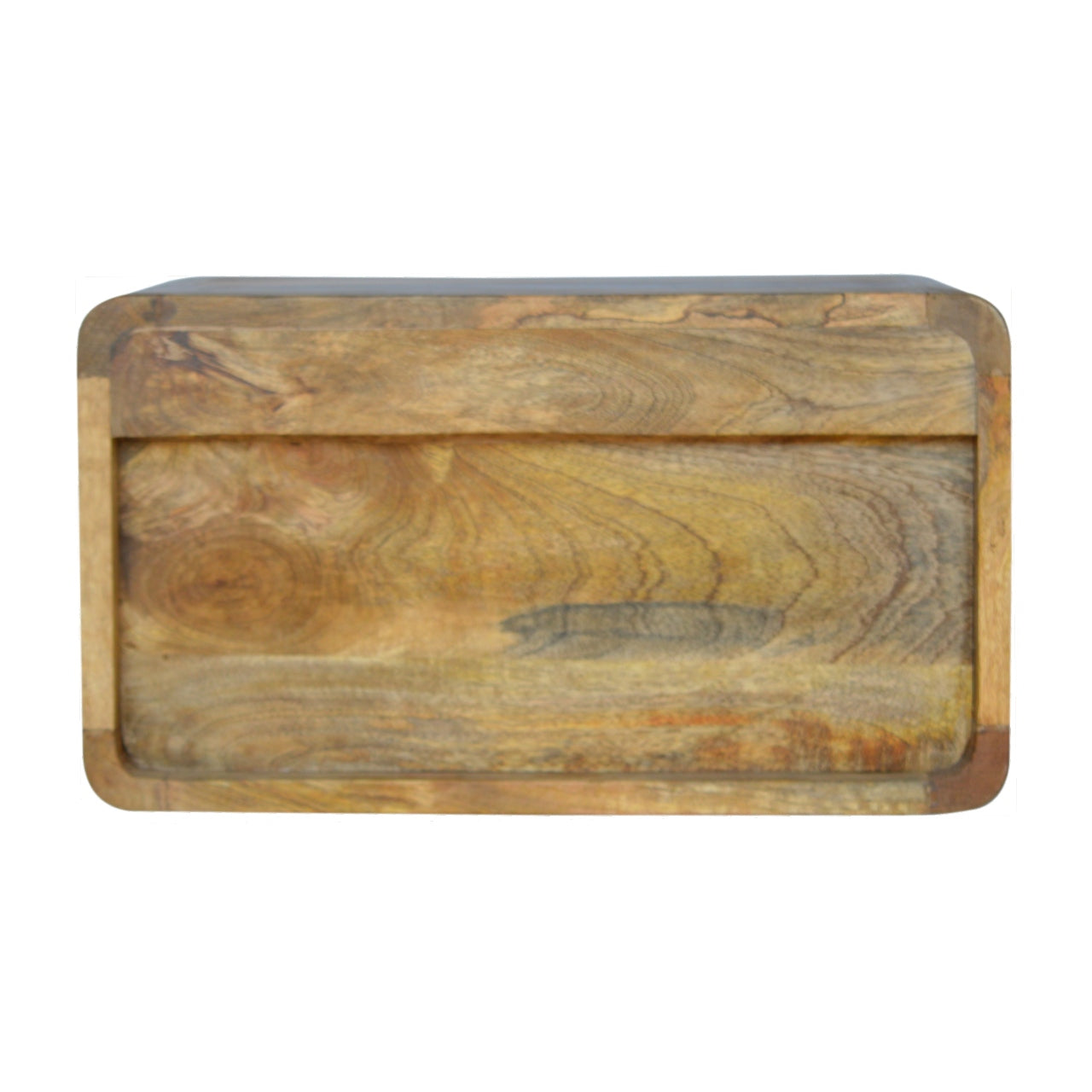Floating Curve Nightstand - Solid Mango Wood Oak-ish Finish