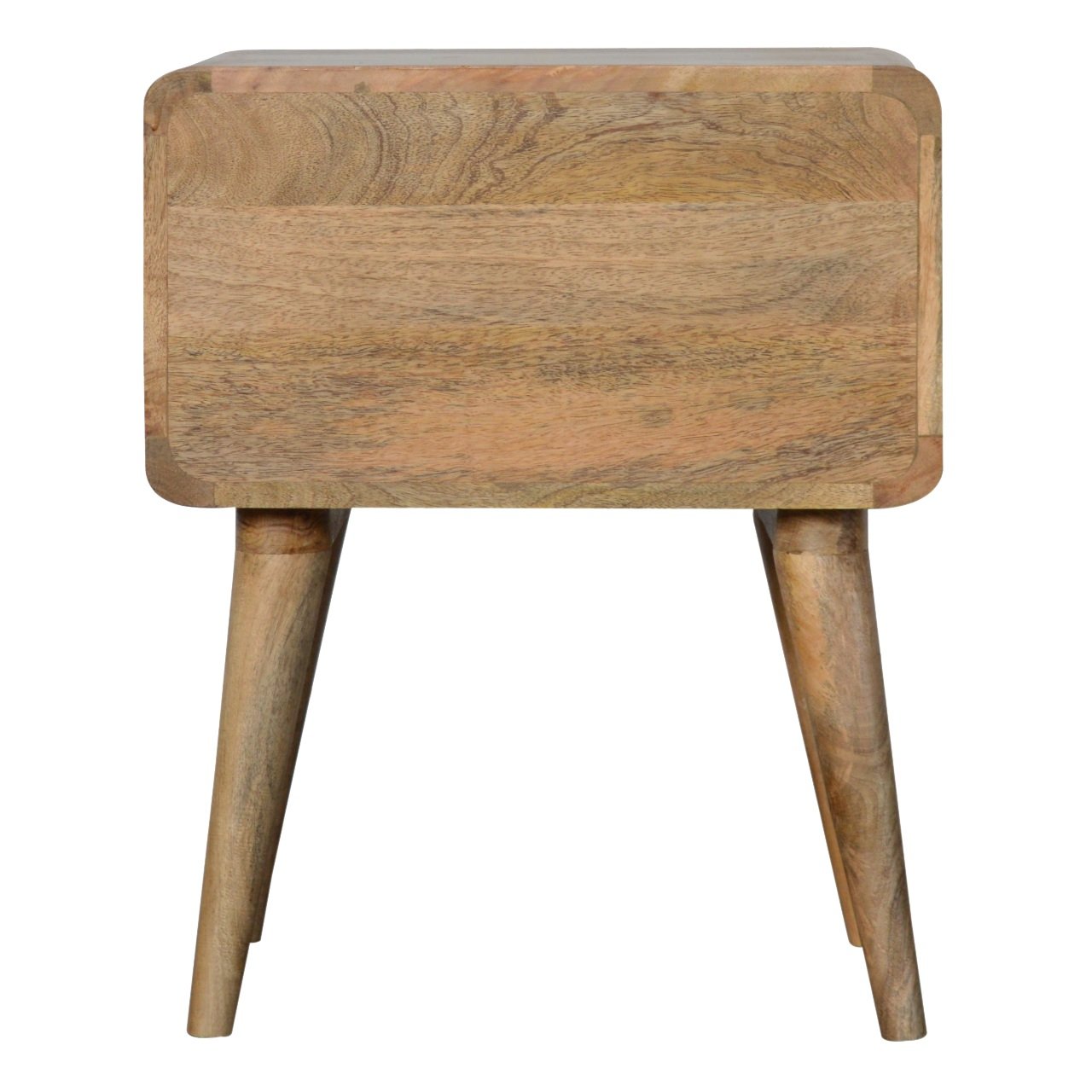 Curved 2-Drawer Nightstand - Solid Mango Wood Oak-ish Finish
