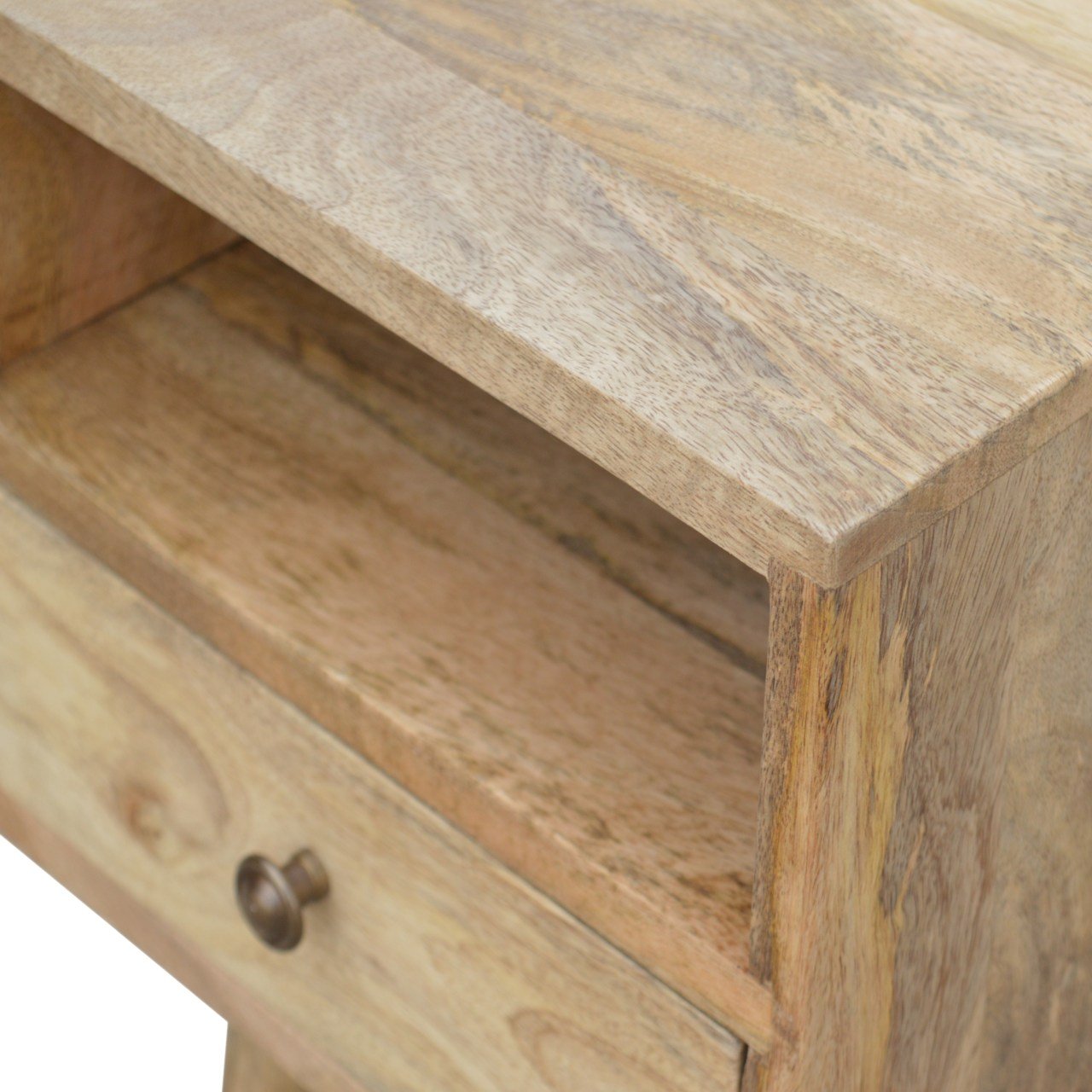 Mini Oak-ish Nightstand - Solid Mango Wood with Drawer
