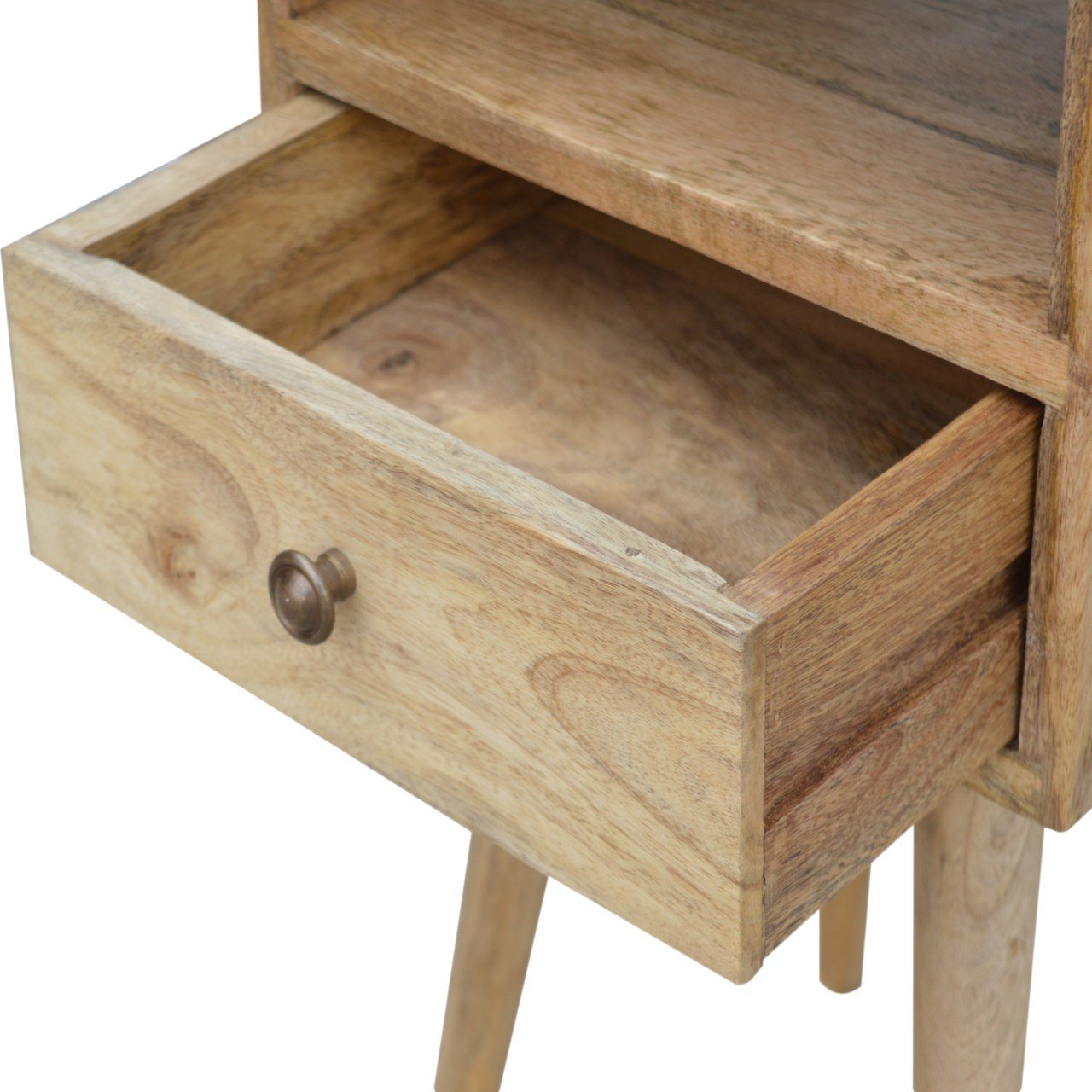 Mini Oak-ish Nightstand - Solid Mango Wood with Drawer