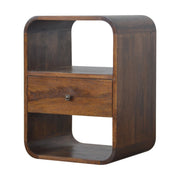Chestnut Solid Mango Wood Nightstand with 1 Drawer and 2 Slots