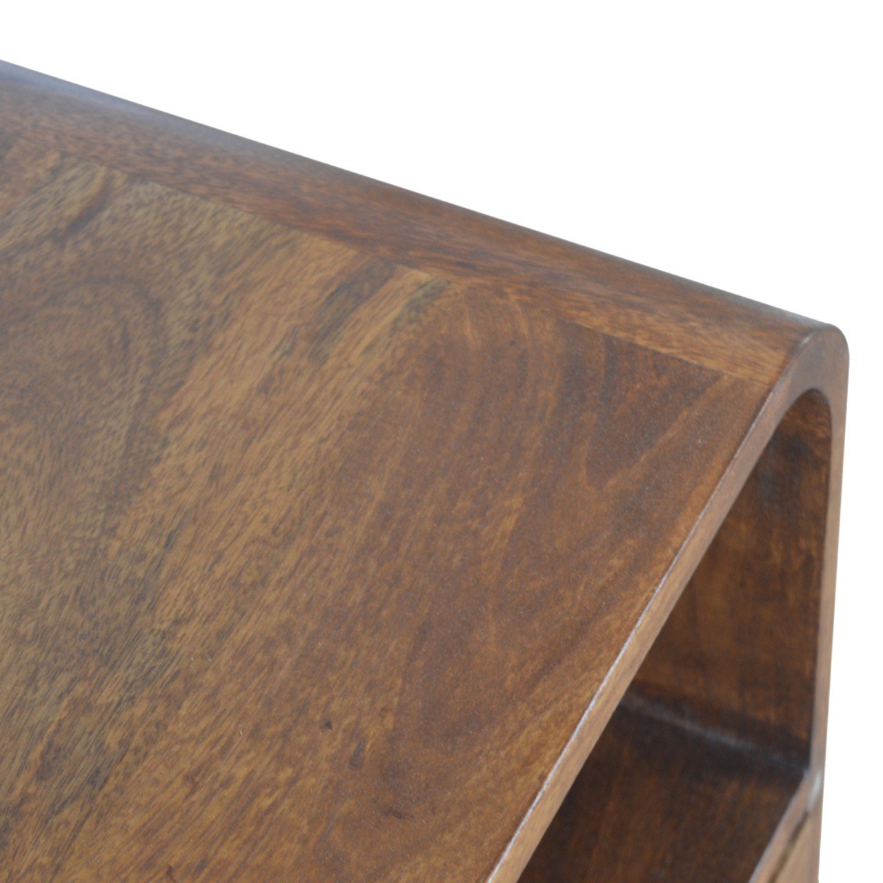 Chestnut Solid Mango Wood Nightstand with 1 Drawer and 2 Slots