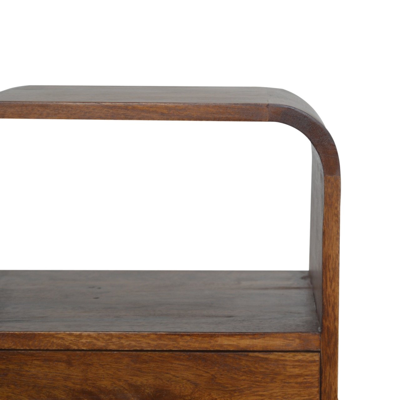 Chestnut Solid Mango Wood Nightstand with 1 Drawer and 2 Slots