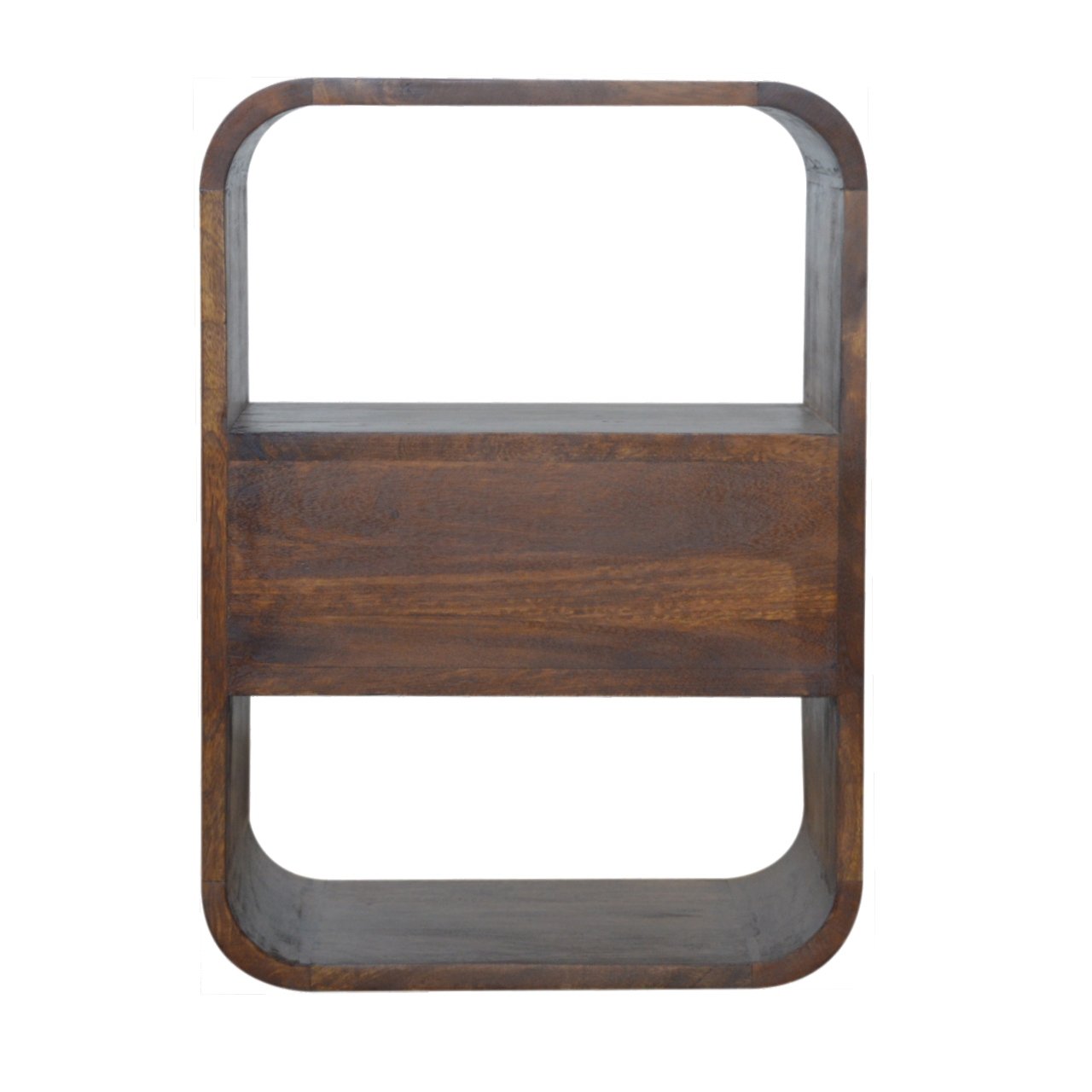 Chestnut Solid Mango Wood Nightstand with 1 Drawer and 2 Slots