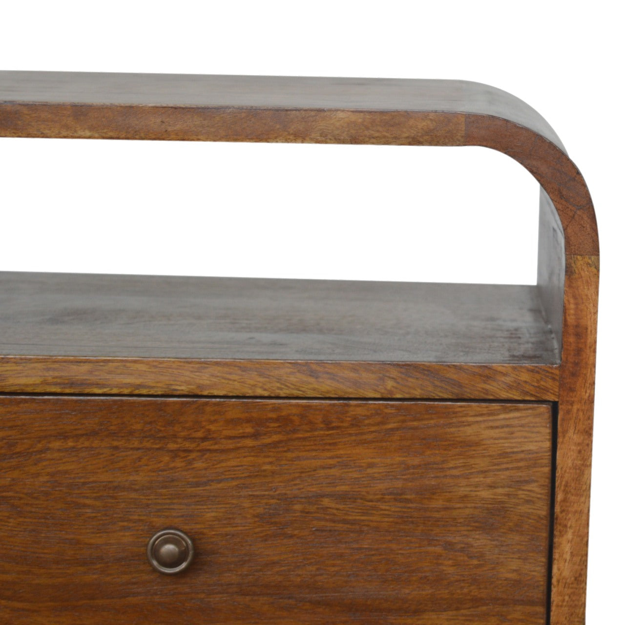 Chestnut Curve 2-Drawer Nightstand - Solid Mango Wood