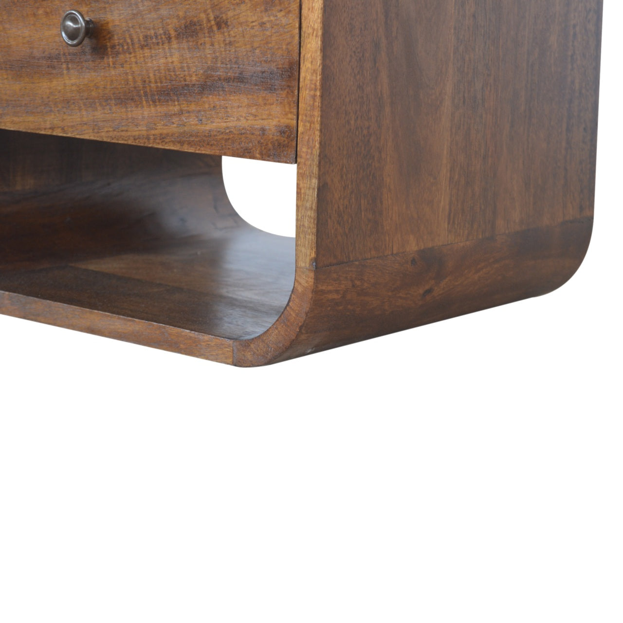 Chestnut Curve 2-Drawer Nightstand - Solid Mango Wood