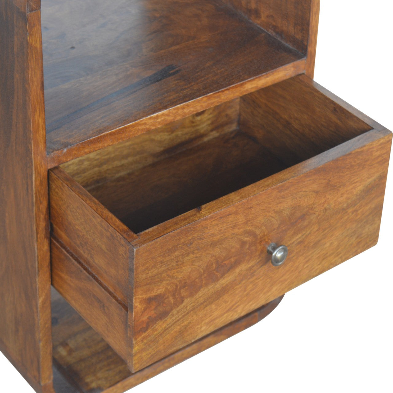 Chestnut Curve 2-Drawer Nightstand - Solid Mango Wood