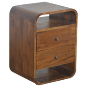 Chestnut Curve 2-Drawer Nightstand - Solid Mango Wood