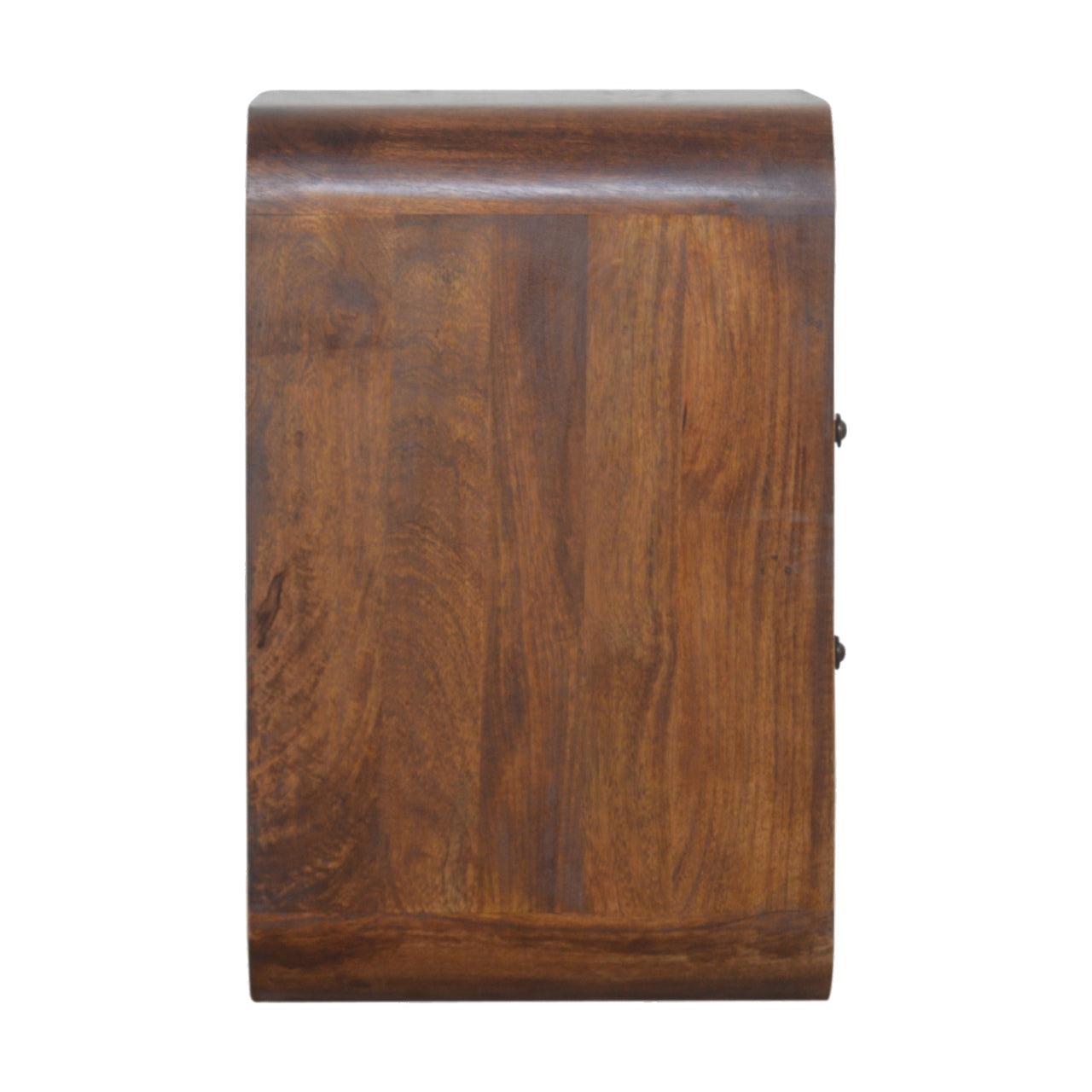 Chestnut Curve 2-Drawer Nightstand - Solid Mango Wood