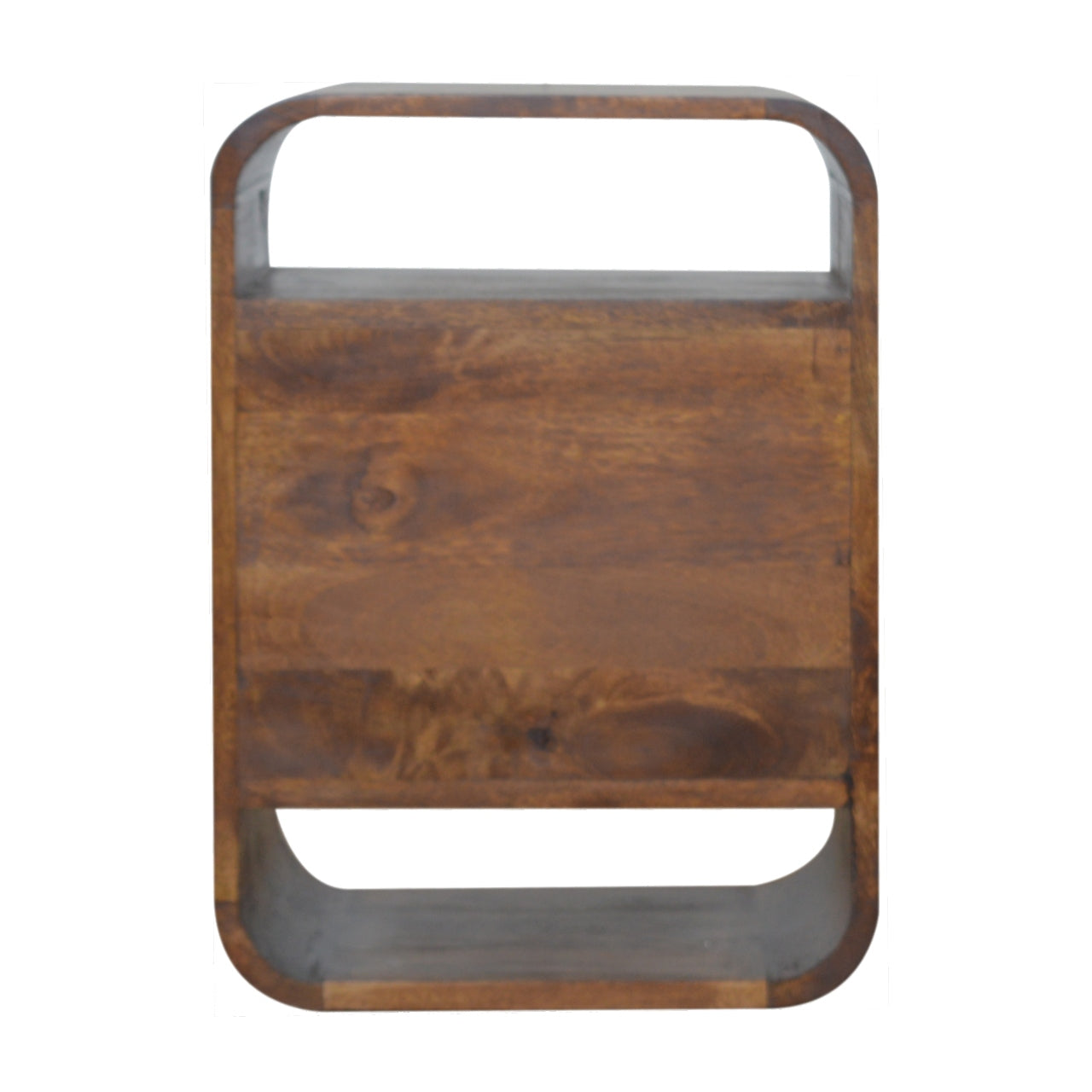 Chestnut Curve 2-Drawer Nightstand - Solid Mango Wood