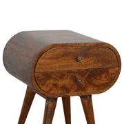 Chestnut Solid Mango Wood Circular Nightstand with 2 Drawers
