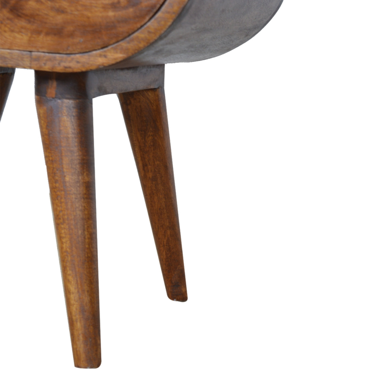 Chestnut Solid Mango Wood Circular Nightstand with 2 Drawers