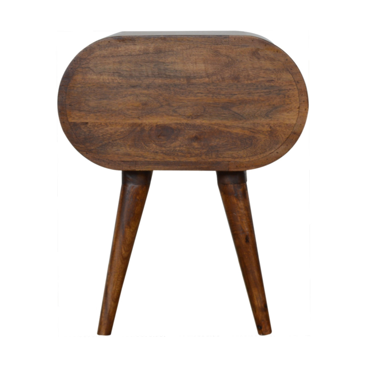 Chestnut Solid Mango Wood Circular Nightstand with 2 Drawers