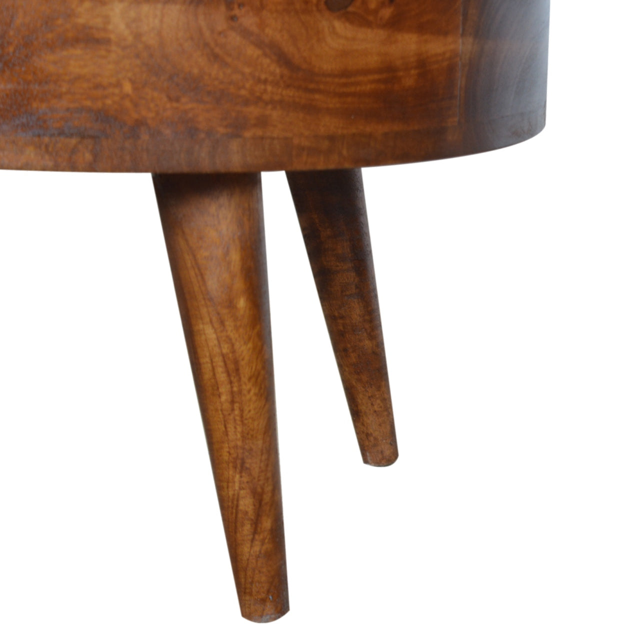 Chestnut Rounded Coffee Table - Solid Mango Wood with Drawer