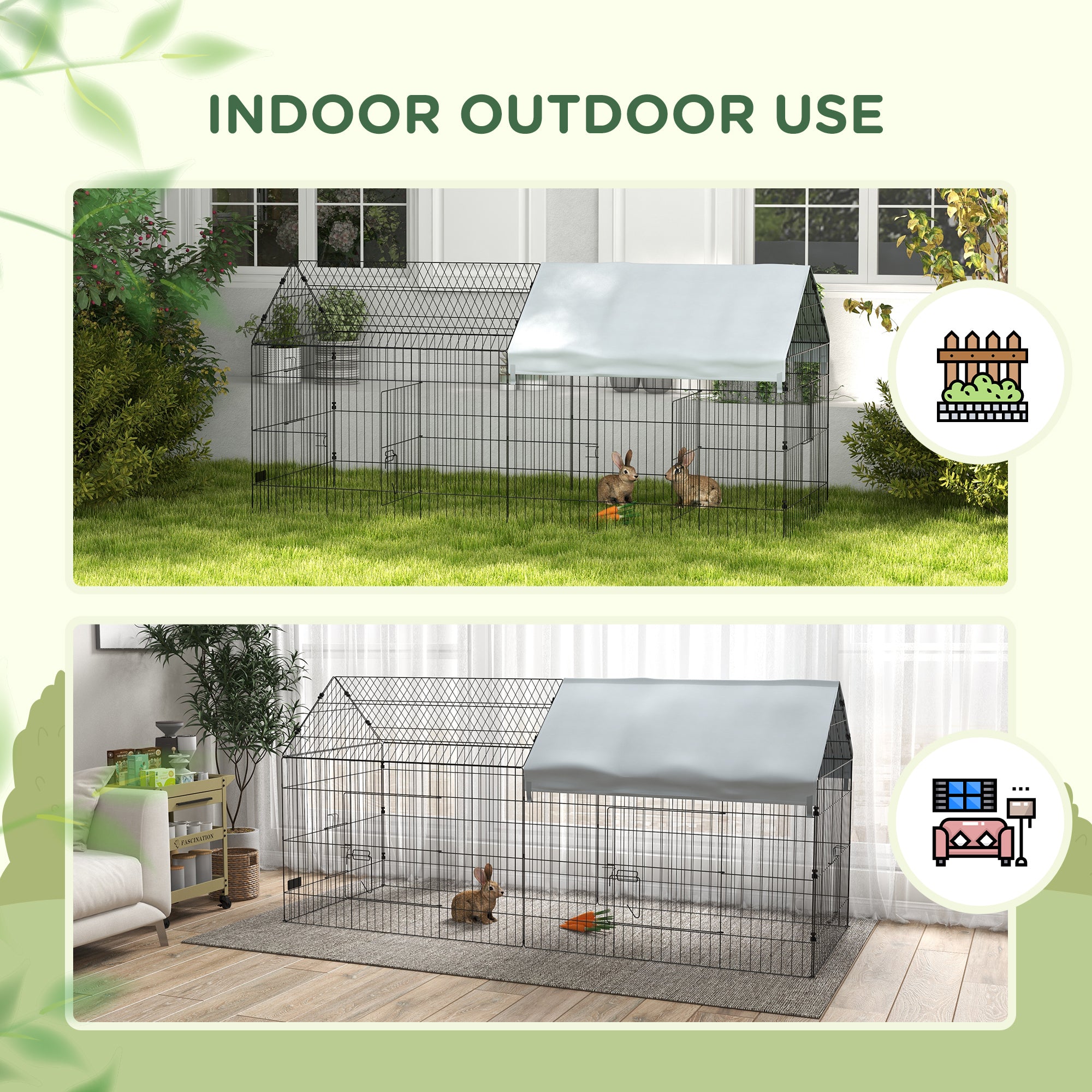 87" Small Animal Cage with Roof, Indoor/Outdoor Use,  for Chicken, Rabbits, Chinchillas, Silver