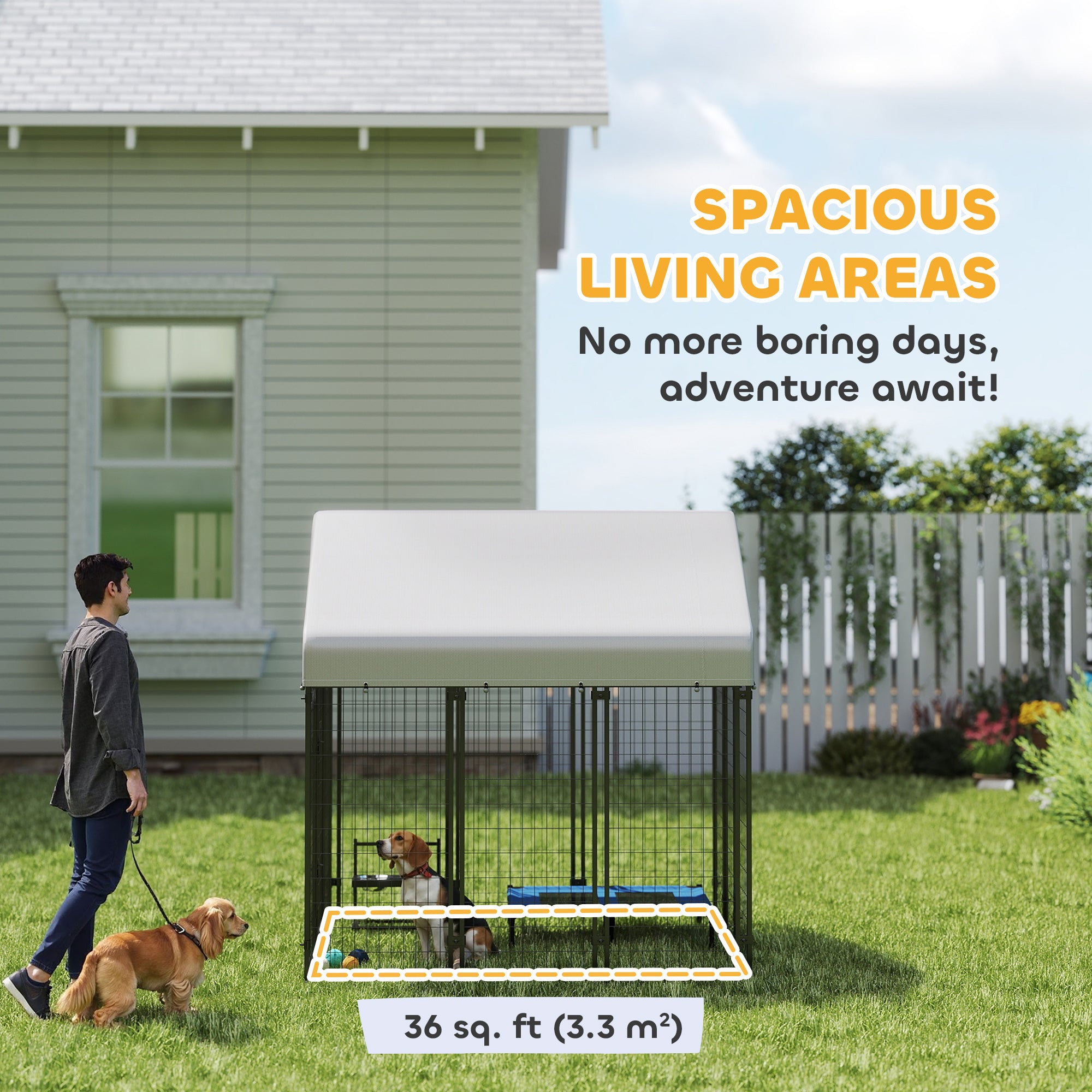 Outdoor Dog Kennel with Waterproof UV-Resistant Cover, 6' x 6' x 6'