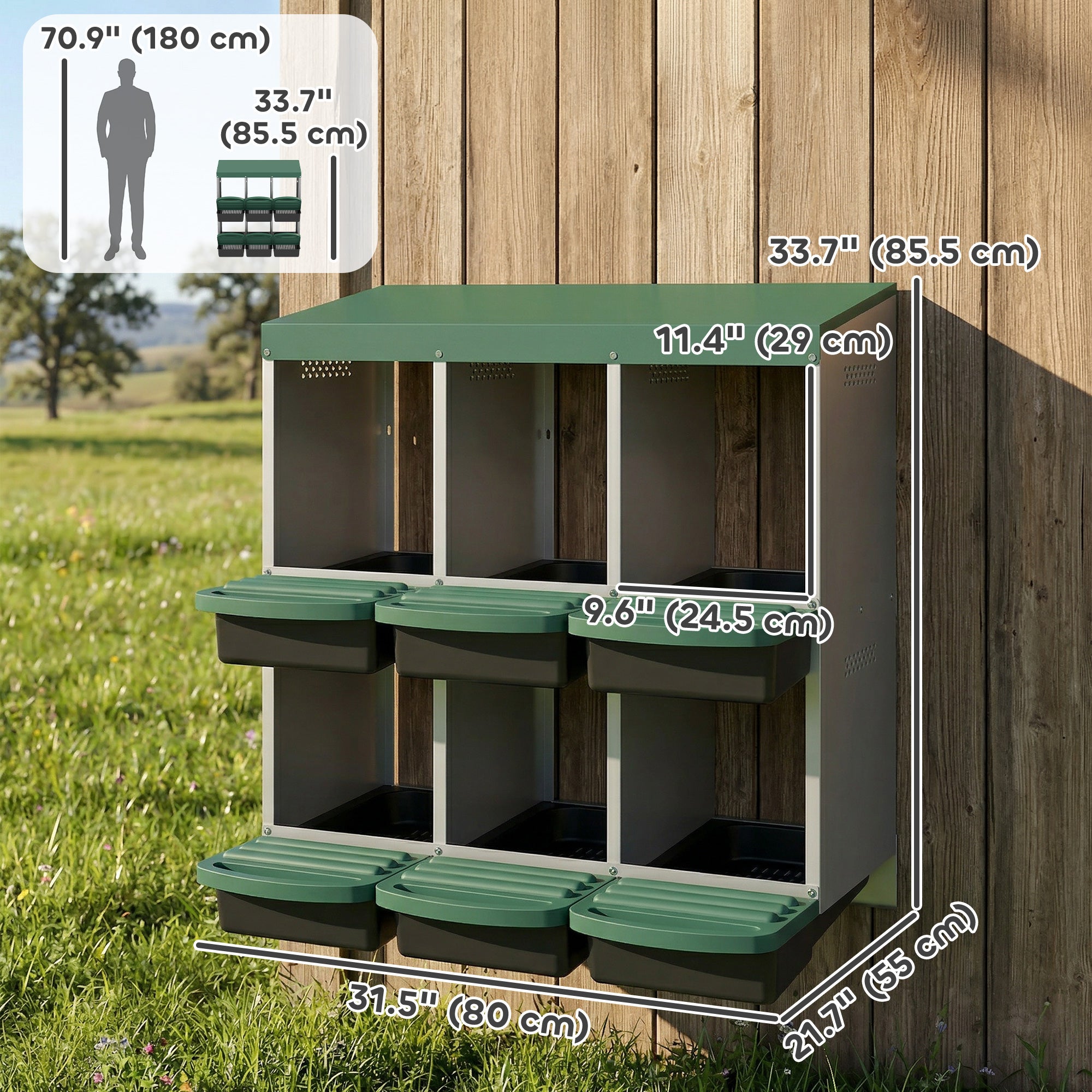 Pondoirs pour poules, pondoirs métalliques à 6 compartiments pour poulailler, pondoirs avec couvercle