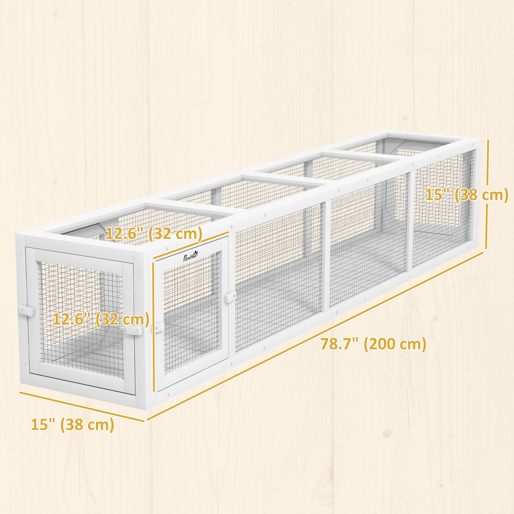 Tunnel pour chat de 79" de long, abri pour chat en forme de L avec design extensible, enclos pour chat utilisable à l’intérieur et à l’extérieur, blanc