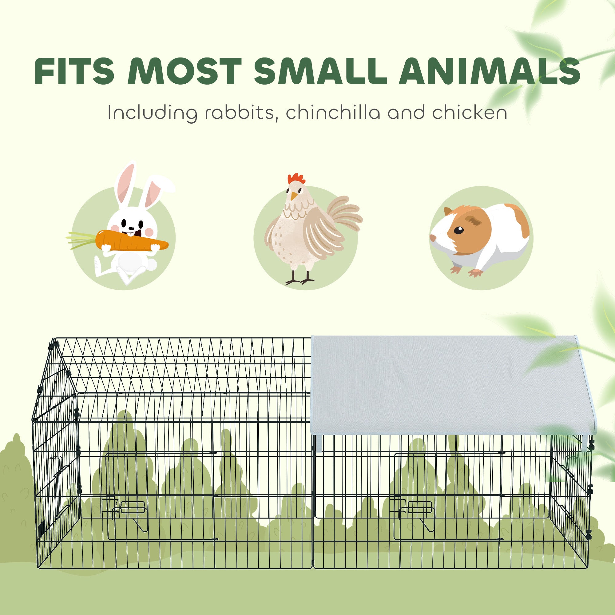 73" Small Animal Cage with Roof, Indoor/Outdoor Use,  for Chicken, Rabbits, Chinchillas, Silver