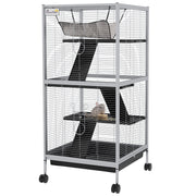 Cage en acier de petite taille pour furet, chinchilla, chaton et lapin, gris clair