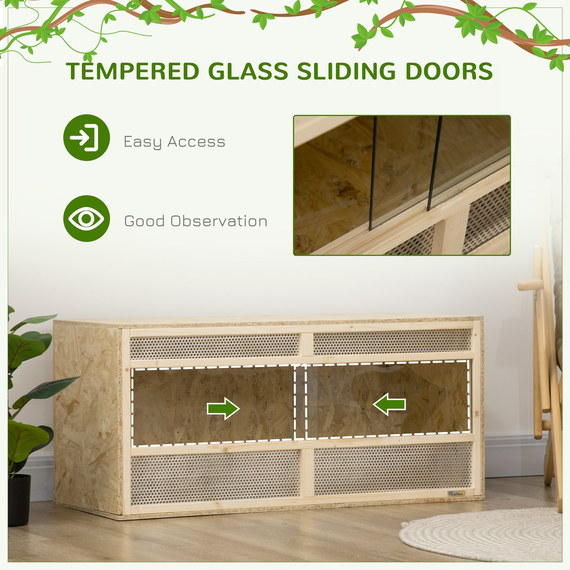 Reptile Terrarium, 58 Gallon Reptile Tank with Sliding Doors, Breathable Mesh for Bearded Dragon, Lizards, Snake