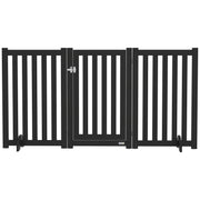 3-Panel Foldable Dog Gate with Feet for Medium Dogs and Below, Black