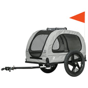 Aosom Dog Bike Trailer with Mesh Windows, Safety Leash, Safety Flag, Doors, for Small Medium Dogs Travel, Light Grey