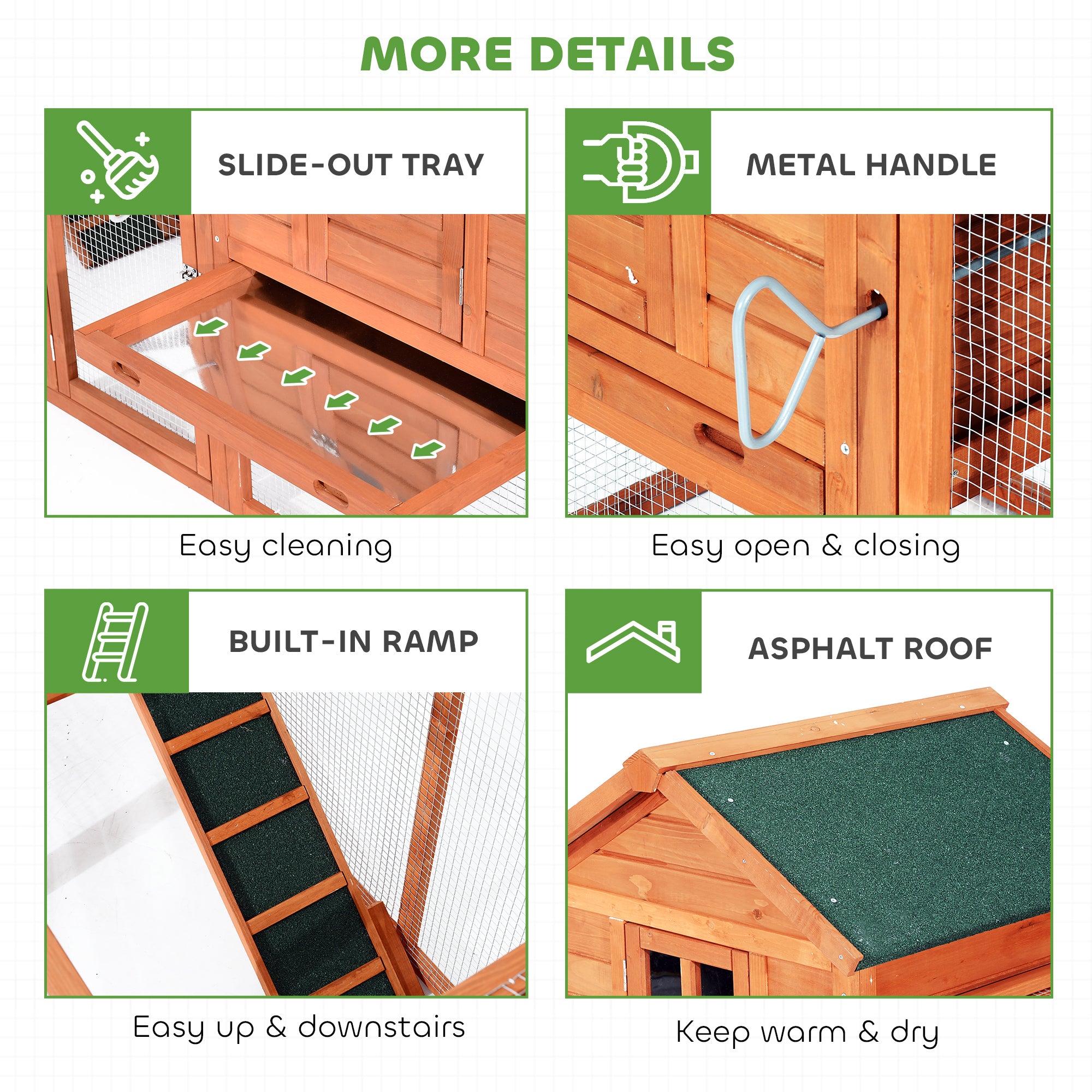 123" Extra Large Chicken Coop Wooden Poultry House Rabbit Hutch Hen Backyard with Outdoor Run Ramps and Nesting Boxes, Orange