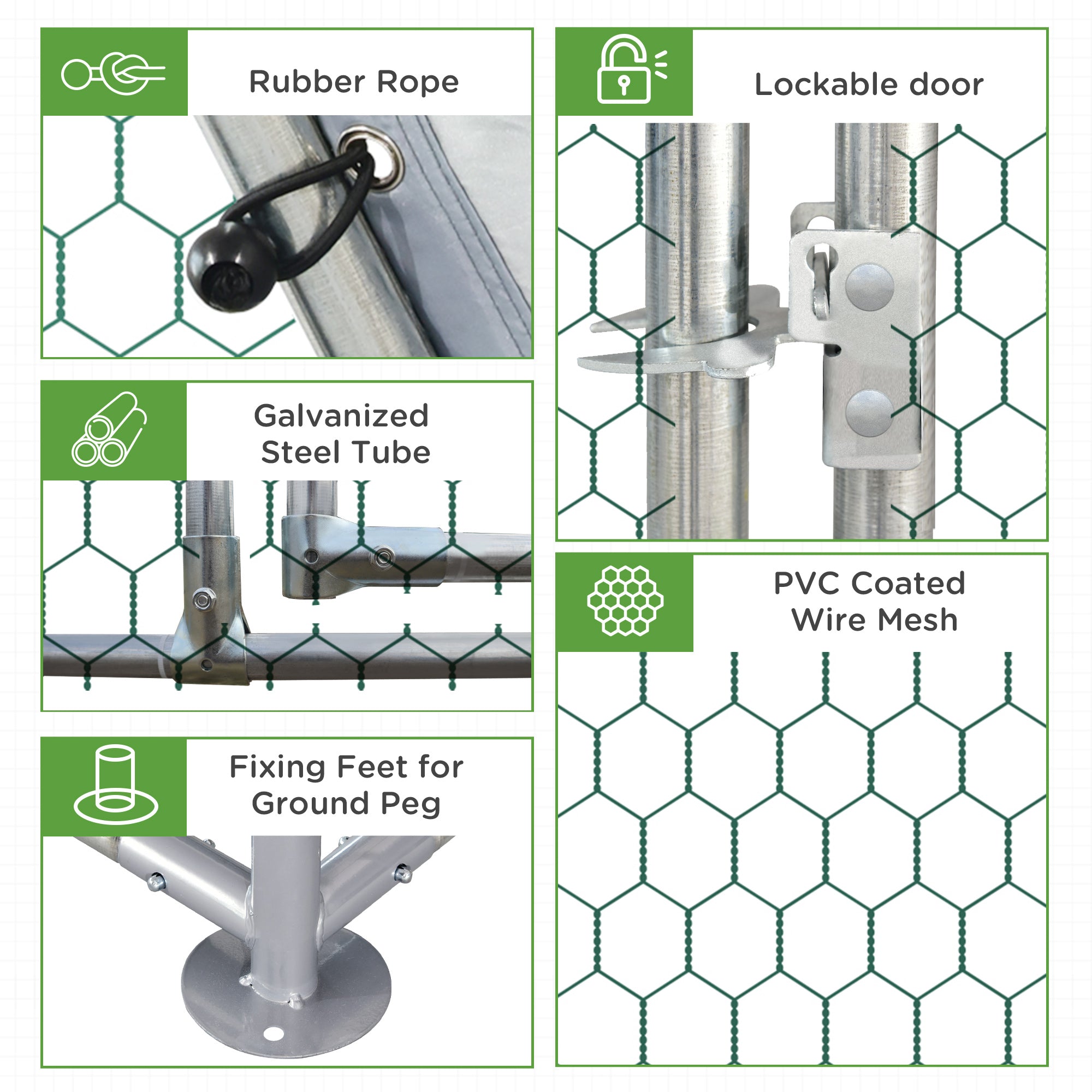 Chicken Run Outdoor, Galvanized Large Metal Chicken Coop Cage, Walk-in Enclosure Poultry Hen Run House Playpen Rabbit Hutch with Flat Roof, Cover, 9.2'x24.9'x6.5',Silver