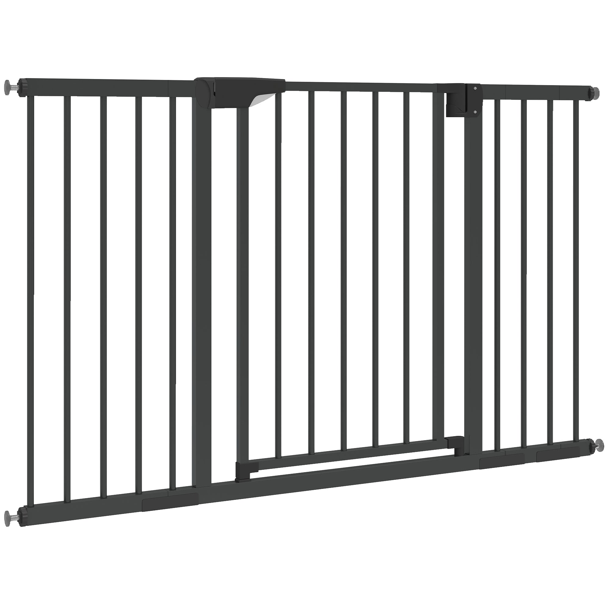 Baby Gate, Pet Safety Gate Pressure Fit, 30"-51" Wide with Two-Way Open, Auto-Close for Stair, Doorways, Hallways, Black