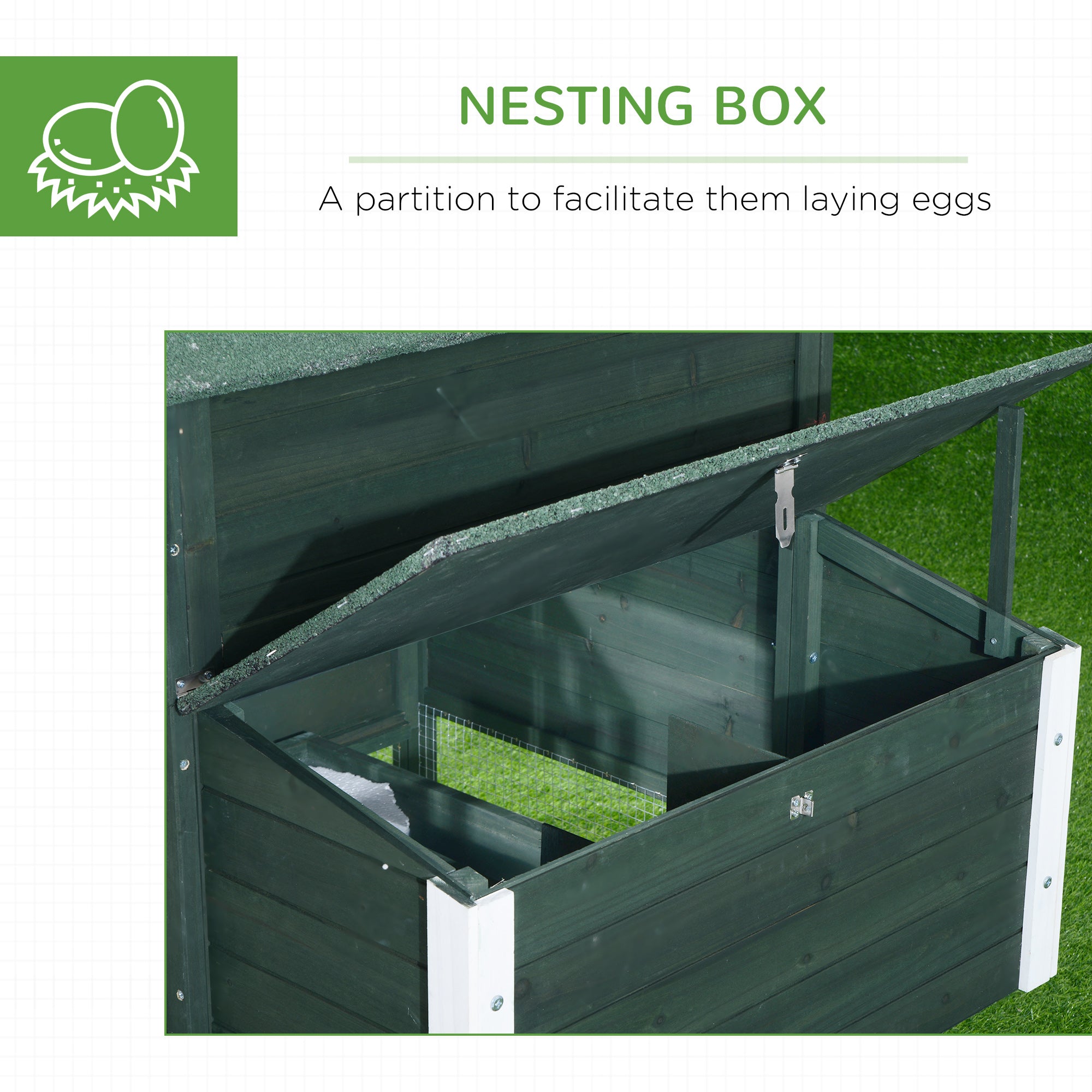 84" Chicken Coop Wooden Hen House Rabbit Hutch Poultry Cage Pen Outdoor Backyard with Nesting Box and Run, Green