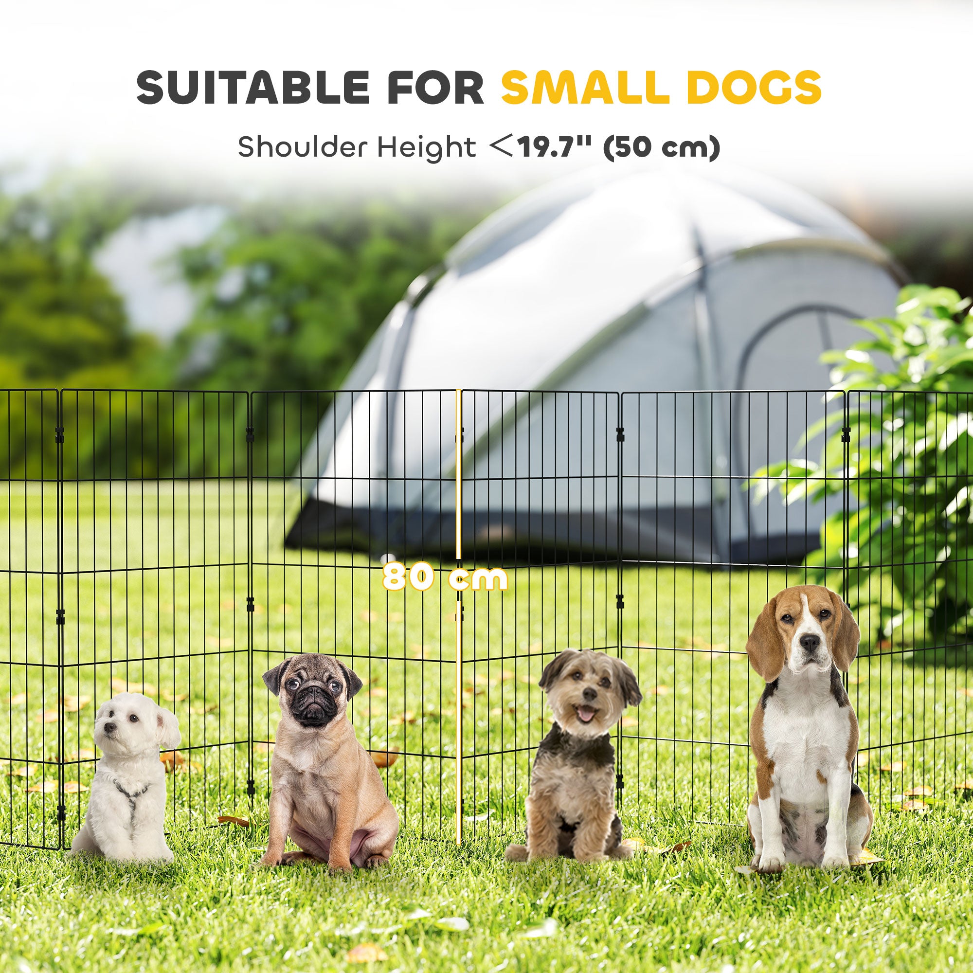 Foldable Metal Exercise Dog Playpen, Expandable Pet Fence for Small & Medium Dogs, 20" x 32", 8 Panels, Black