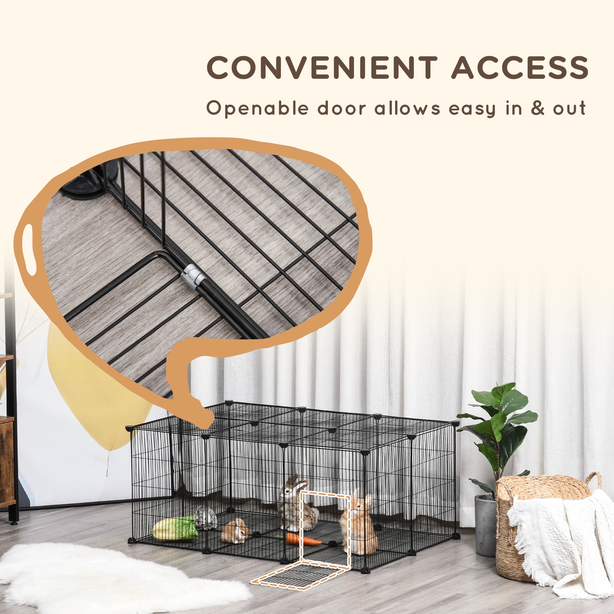 Small Animal Cage for Bunny, Guinea Pig, Chinchilla, Hedgehog, Portable Pet Enclosure with Door, 22 Panels