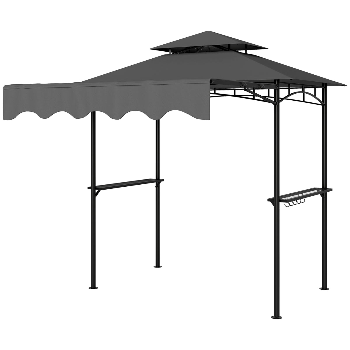 8' x 7.6' Grill Gazebo with Side Awning - Dark Grey