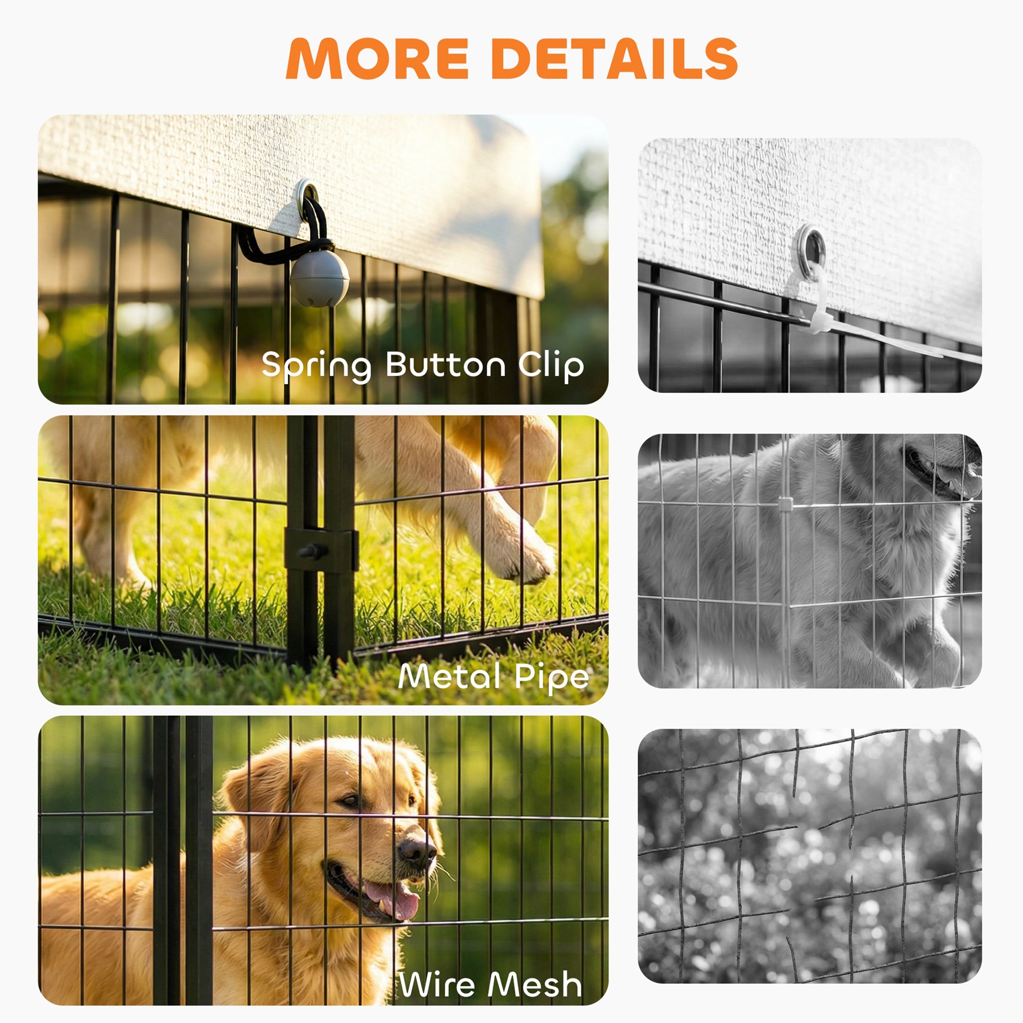 Outdoor Dog Kennel with Roof, 8' x 4' x 6' Heavy Duty Welded Wire Dog Playpen Enclosure with Escape-proof Lock