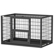 37 Inch Heavy Duty Dog Crate, Large Metal Dog Kennel with Removable Tray, 3 Doors and Secure Lock