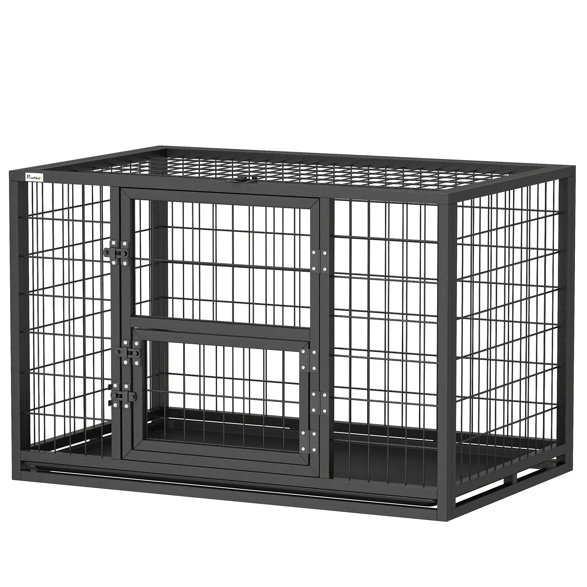 37 Inch Heavy Duty Dog Crate, Large Metal Dog Kennel with Removable Tray, 3 Doors and Secure Lock