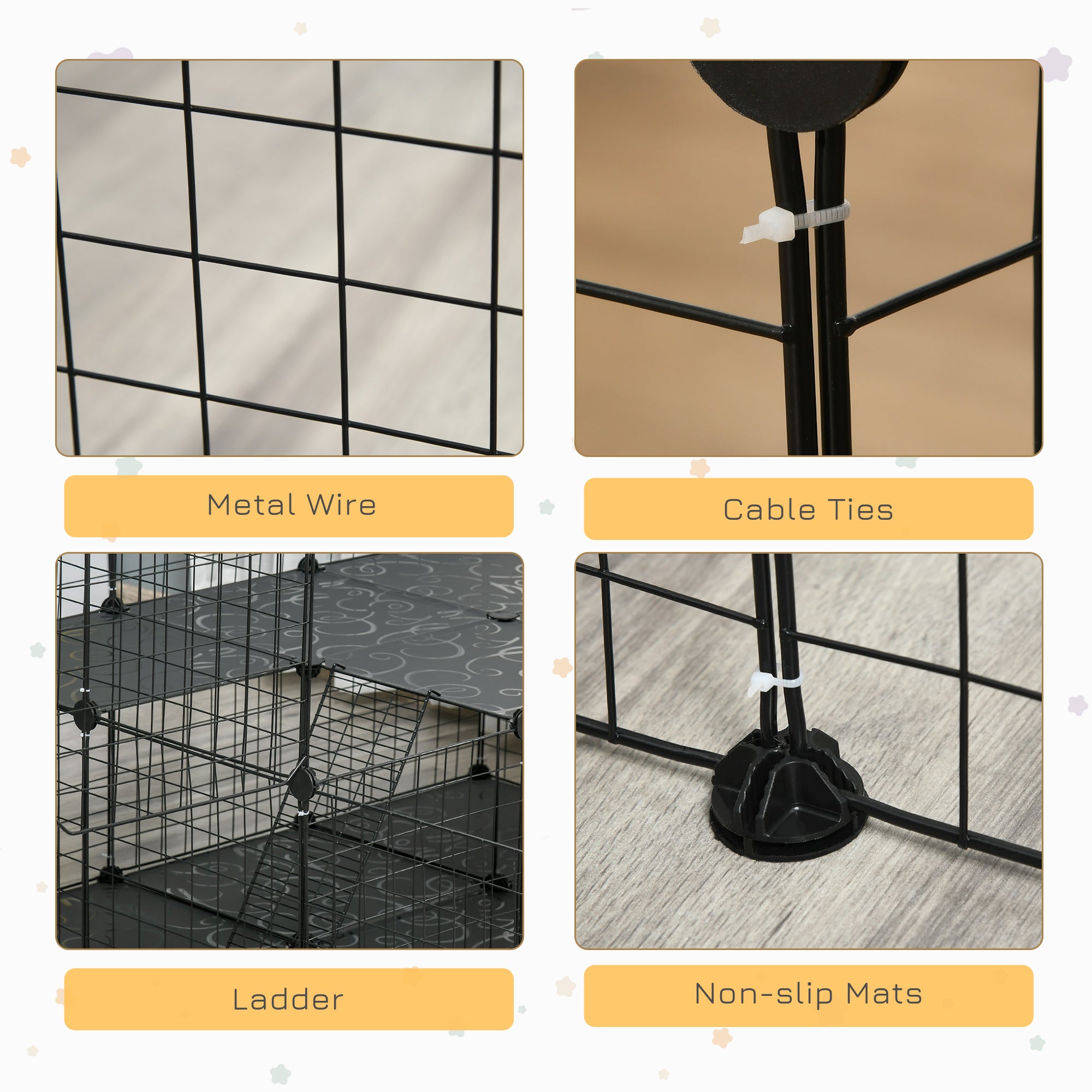 Parc pour animaux de compagnie de 46 panneaux, parc modulable pour petits animaux, clôture portable intérieure pour cochons d’Inde, lapins, hamsters et hérissons