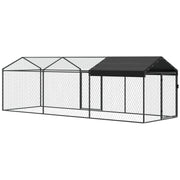 Large Metal Chicken Coop, Chicken Run with Waterproof & Anti-UV Cover for 3-5 Poultry, Outdoor Poultry Cage Rabbit Hutch