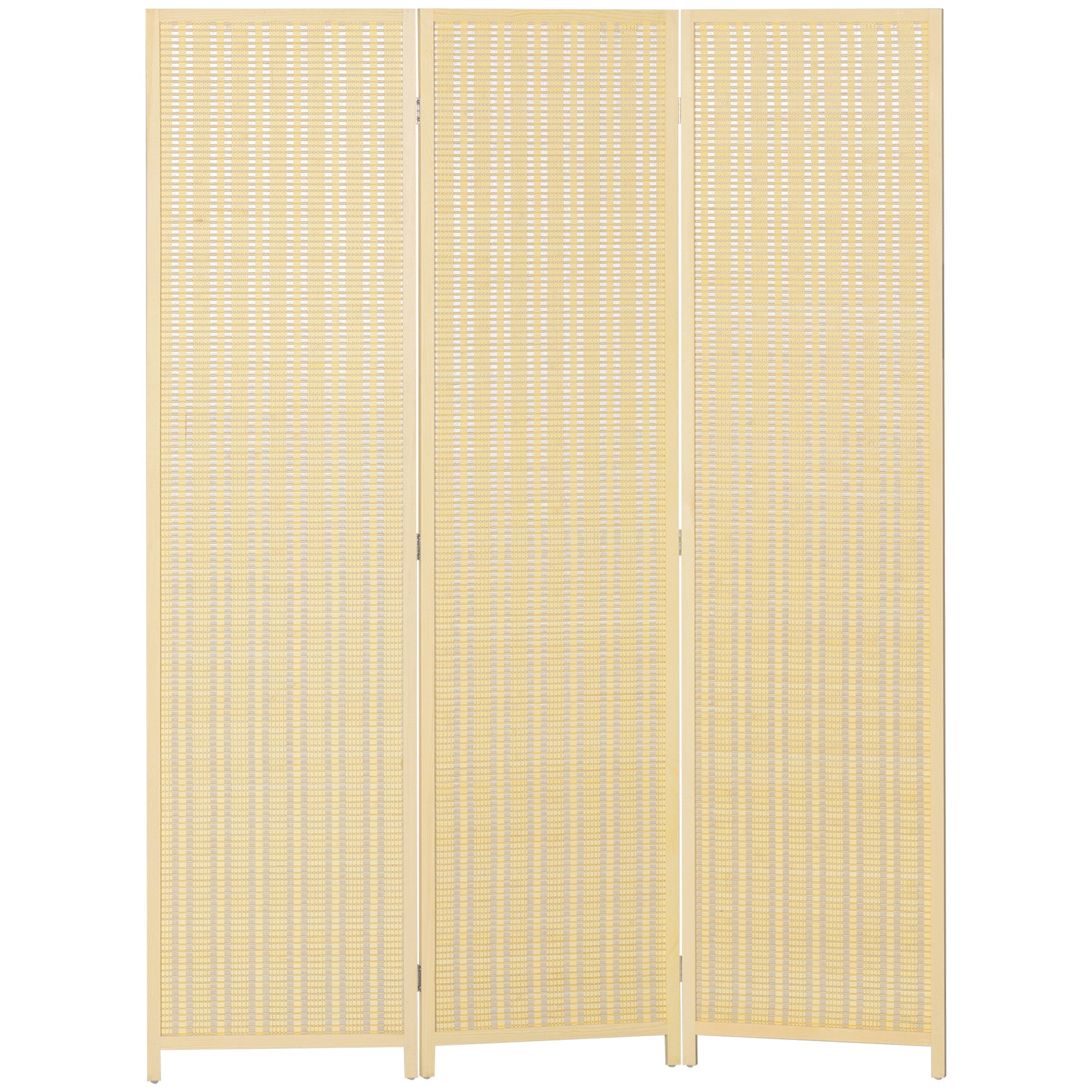 Woven Bamboo Room Divider, 3 Panel Folding Indoor Privacy Screens for Home Office, Natural Wood