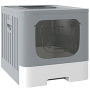 Cat Litter Box with Lid, Slide-Out Drawer, Scoop, Easy Clean, Odour Control, Anti-Splashing, Grey