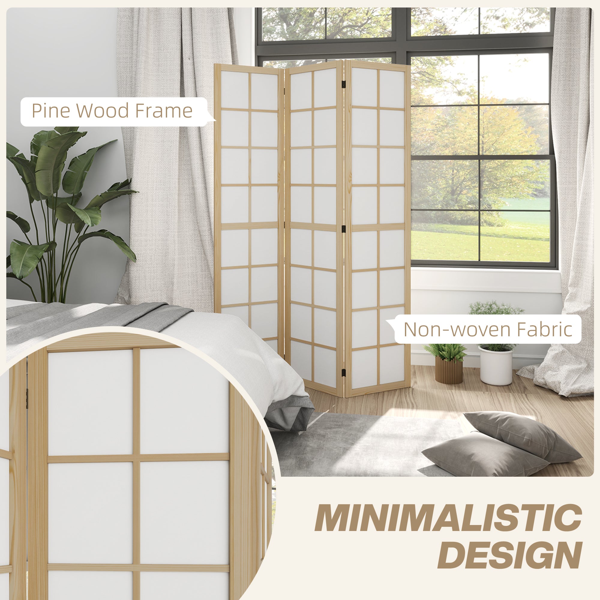 3 Panel Room Divider, 5.6 ft Folding Wall Divider Room Partition for Home Office, Bedroom